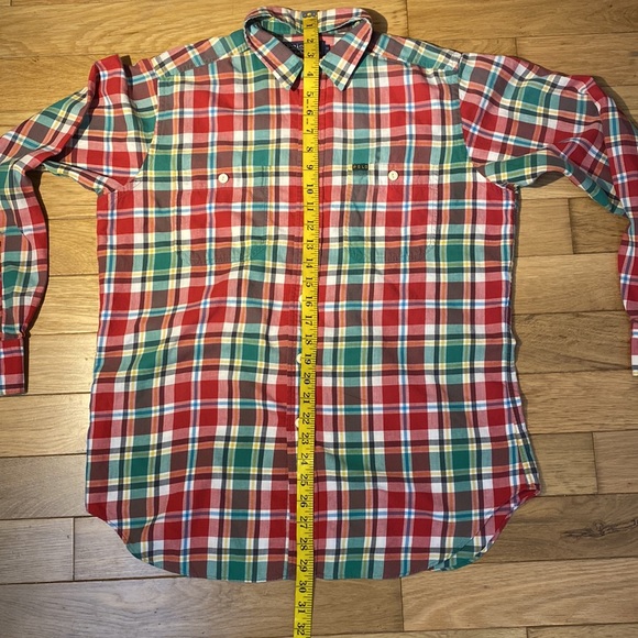 Vintage Late 1980s Polo Ralph Lauren Mens Button Down in red and green plaid M - Picture 8 of 12
